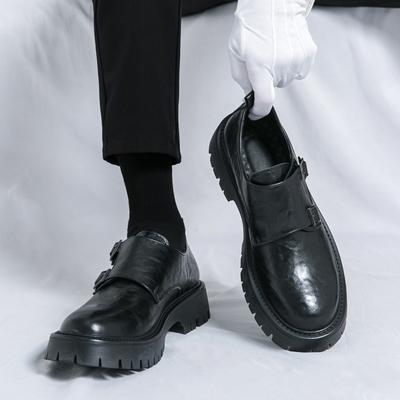 Men's Grasp Leather Derby Shoes British Platform Buckle Leather Shoes with High and Low Top Casual Shoes for Men 2026