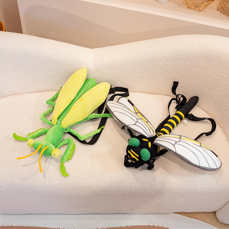 Wie echtes Insekten Plüsch Rucksack Libelle Gottesanbeterin Doppelschultertasche Plüsch Versand Geldbörse Tasche Kreatives Plüschtier Geburtstagsgeschenk