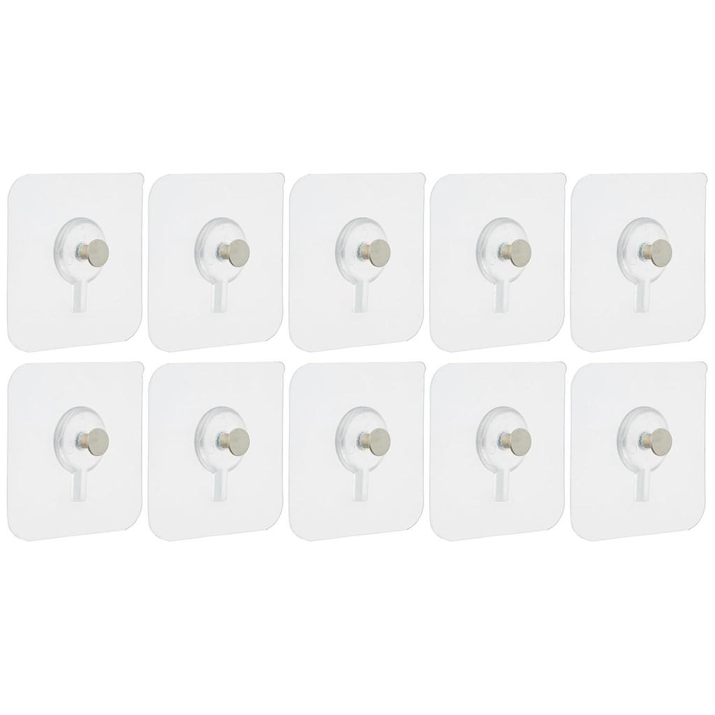 PVC Heavy-Duty Adhesive Wall Photo Frame Hooks|for Hanging Clothes, Hats, Keys, and More (Pack of 10), Transparent
