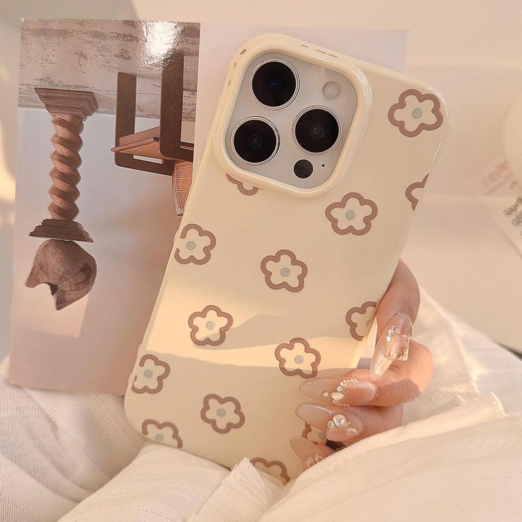 Květinový kryt na telefon s jemnými liniemi vhodný pro telefony Apple
