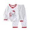 Girls Ice Silk Princess Pajamas Cute Cat Print Summer Air Conditioner Clothes Spring Autumn Thin Kids Home Sleepwear
