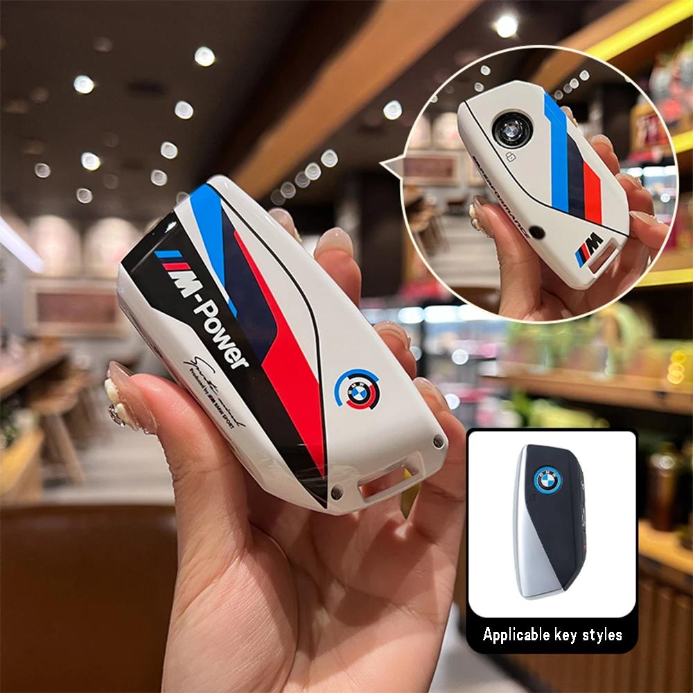 ABS Racing stickers Car Remote Key Case Cover For BMW M G07 X7 LCI U11 X1 G70 7 Series G09 XM F98 X4M LCI G18 X5 G81 M3 I20 IX