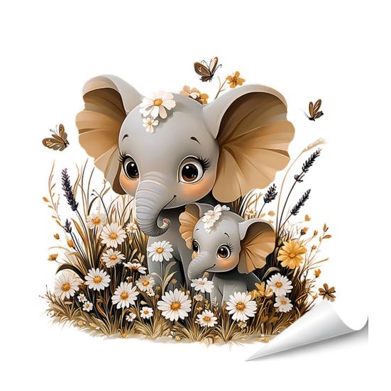 Cartoon Wall Stickers Cute Animals Wall Decal Elephant Bear Cat PVC Mural Art for Baby Nursery Kids Bedroom Playroom Classroom Wall