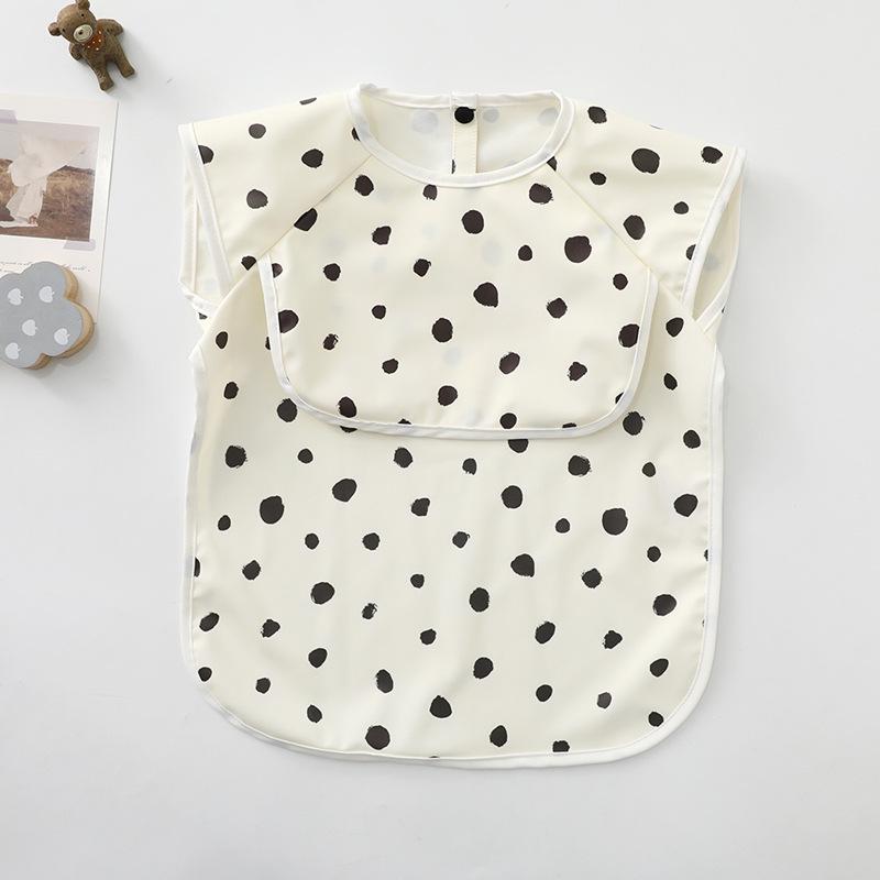 Reversible Waterproof PU Baby Feeding Shirt with Rice Pocket - Short Sleeves, Anti-Stain