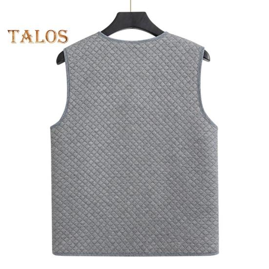 Men Waistcoat V-Neck Sleeveless Single-Breasted Vest Coat Solid Color Velvet Lined Warm Vest Jacket with Pockets