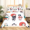 Cute Cat King Queen Duvet Cover Kitten Bedding Set Purple Floral Butterflies Polyester Quilt Cover Pet Animal Comforter Cover