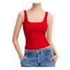 Solid Color Square Neck Sleeveless Top Solid Color Square Collar Sleeveless Open Back Tops Women