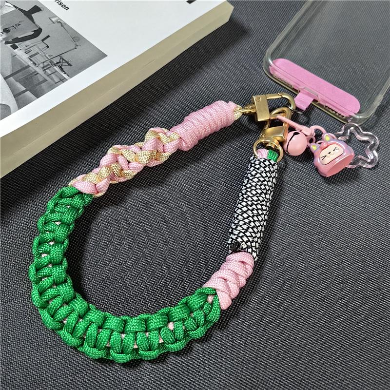 Kurzes koreanisches Handy-Lanyard Hochwertiges Anti-Verlust-Handgelenkband für Kameras Handgeknüpfte Handy-Kette für Taschen Schlüssel Wasserbecher