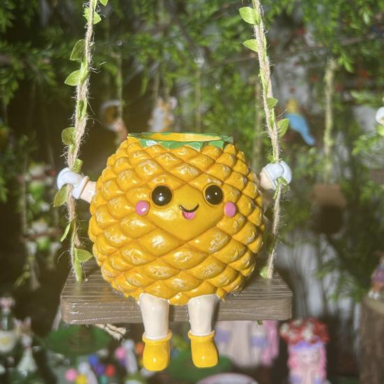 Lachender Ananas-Blumentopf, Niedlicher Ananas-Schaukel-Blumentopf, Hängender Pflanztopf für Sukkulenten Kleine Zimmerpflanzen Balkongarten