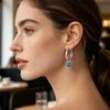 Silver-Tone Dangle Earrings with Visible Blue Veining, Electroplated Copper Hoops and Hinged Openings for Coordinated Everyday Outfit Wear