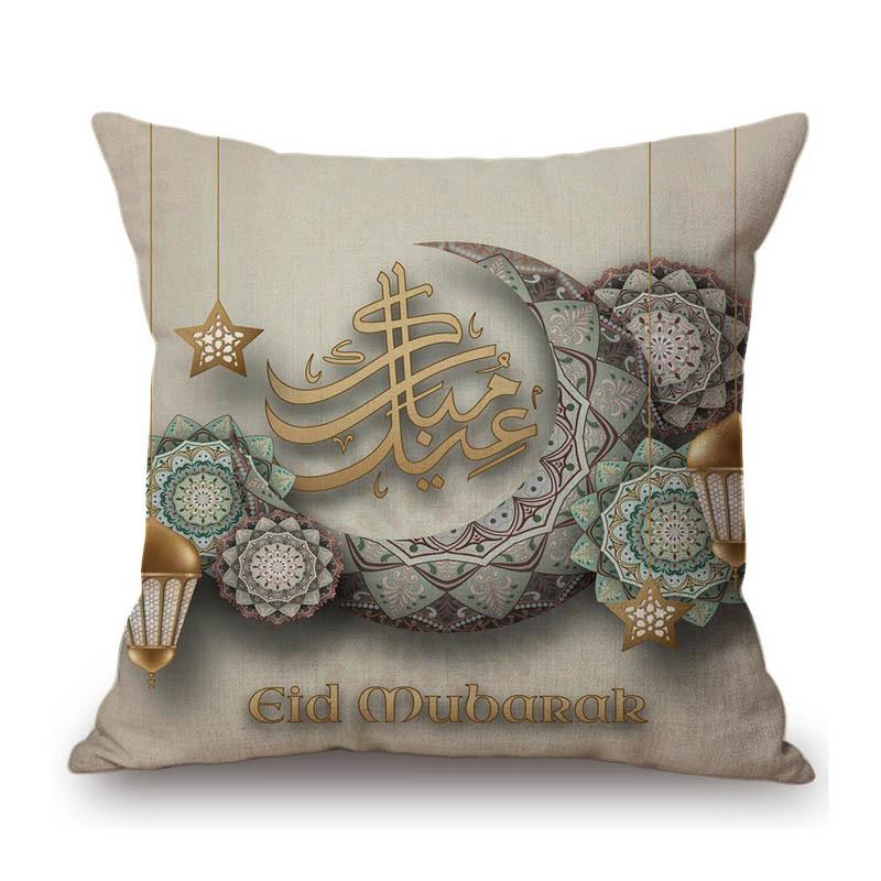 Moslem Home Decoration Eid Mubarak Ramadan Festival Mosuqe Doctrine Calligraphy Art Sofa Pillow Case Linen Cushion Cover