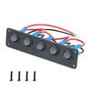 12V Rocker Switch Panel Circuit Breaker Waterproof 5 Gang 3 Pin On/Off Toggle LED Switches for RV Marine Car Vehicle Trailer Truck SUV Boat RV Ship