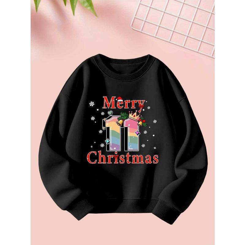 On September 22, 2025, a Festive Sweatshirt for Girls Featuring Creative Christmas Designs, Perfect for Autumn And Winter