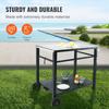 Outdoor Grill Dining Cart with Double-Shelf, BBQ Movable Food Prep Table, Multifunctional Iron Table Top, Portable Modular Carts for Pizza Oven,