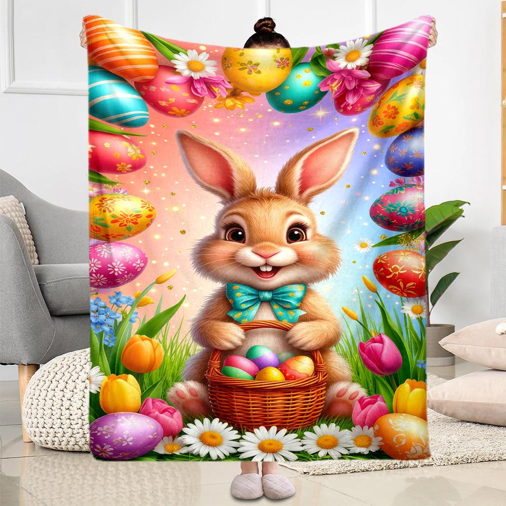 Springtime Bunny Garden Blanket,Suitable for sofas, offices, travel, living rooms, Gifts to relatives and friends, Blanket,Suitable for all seasons.