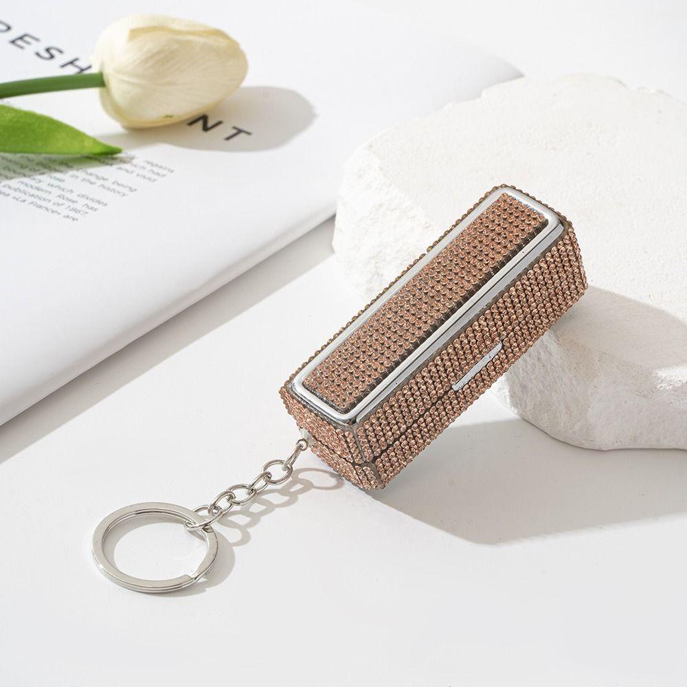 Keychain Lip Gloss Storage Case Bling Portable Lipstick Holder Rhinestone Lipstick Box Cosmetic