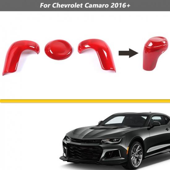Red Gear Shift Knob Head Decor Cover Trim For Chevrolet Camaro 2016+ Accessories