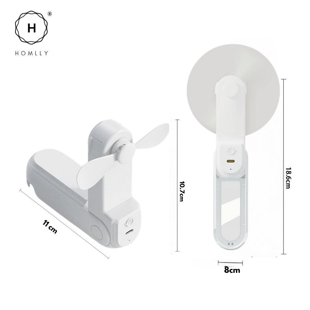 Homlly 5 in 1 Portable Handheld Pocket Fan with Power Bank, Flash Light, Mirror & Mobile Phone Holder X3PCS
