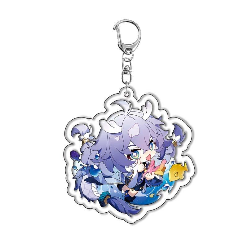 6CM Honkai Star Rail Anime Game Keychain Double-sided Cartoon Figure Lunae Blade Key Ring for Women Car Bag Phone Pendant Gifts
