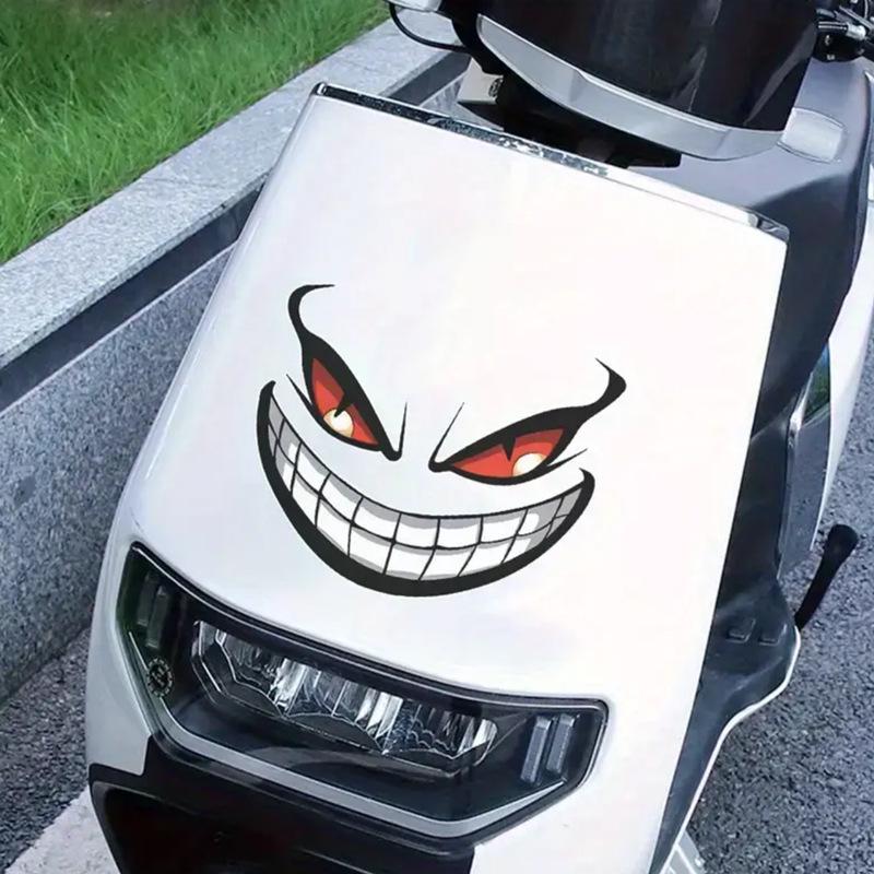 Waterproof Devil Smiley Car & Motorcycle Sticker - Cartoon Expression for Cross-Border Trade