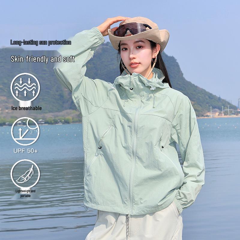 Dámská horská bunda s UV ochranou z ledového hedvábí - Lehká a prodyšná letní ochrana proti slunci