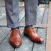 Black Brown Men's Dress Shoes Genuine Leather Cap Toe Oxford Suit Shoes Lace Up Business Office Wedding Formal Footwear Male