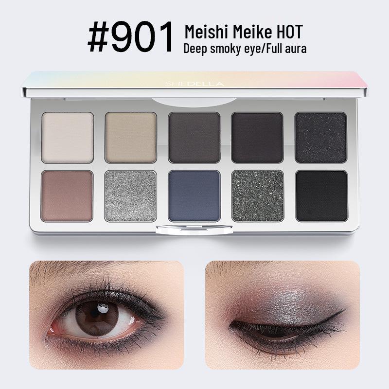 

Палетка теней для век Shedella Dreamy на десять цветов: Синие, черные и зеленые блестящие оттенки