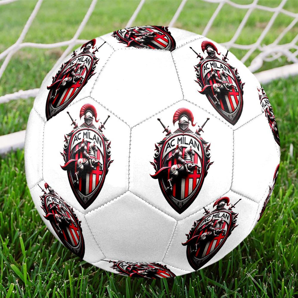 Pallone da Calcio Logo AC Milan, colorato, adatto a tutte le età, cucito a macchina, materiale PVC, qualità da competizione, durevole e ad alto rimbalzo