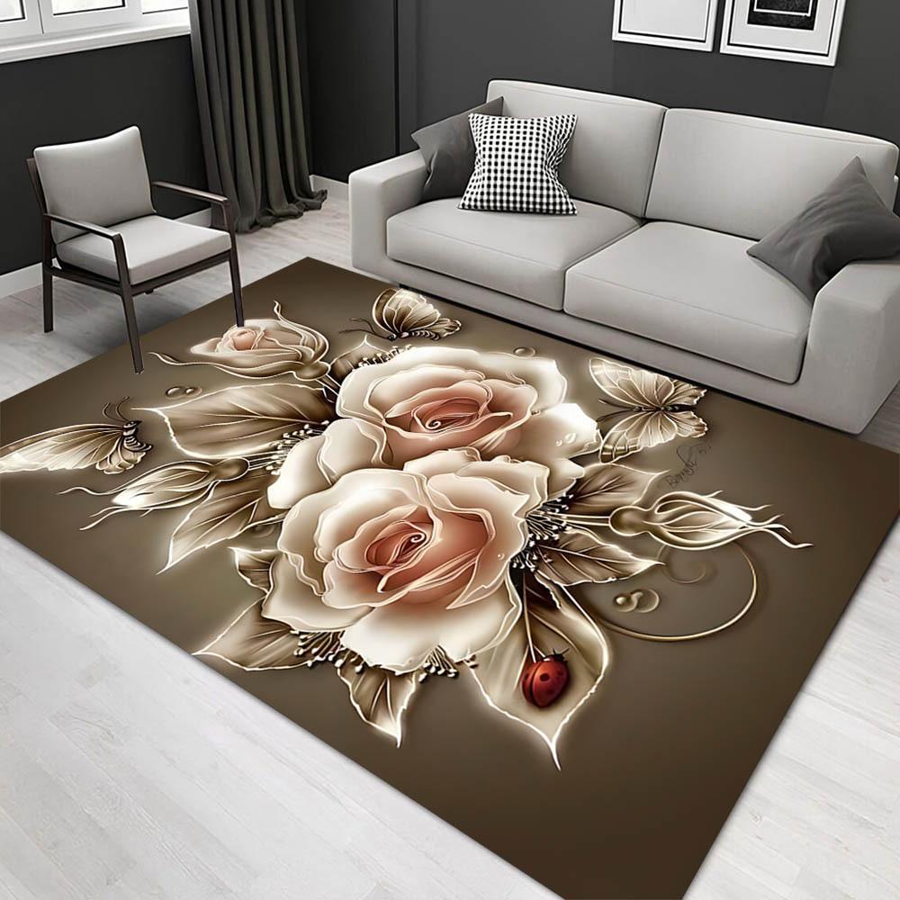 

1pc 1101478173Pattern Carpet, Area Rug For Living Room Bedroom Room Bed Chair Laundry Entryway Corridor Yard Non-slip Outdoor Camping Rug Fl 60cm by 90cm