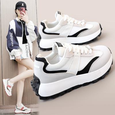 G6830-1 Nieuwe Witte Schoenen Dames Lente en Zomer Dikke Zool Verhoogd Casual Damesschoenen Boardschoenen Ademend Ronde Neus Duurzaam