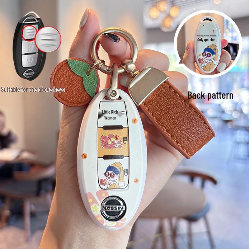 Fashionable Protective Shell for Nissan Qashqai Key - Classic Remote Control Cover with Car Buckle