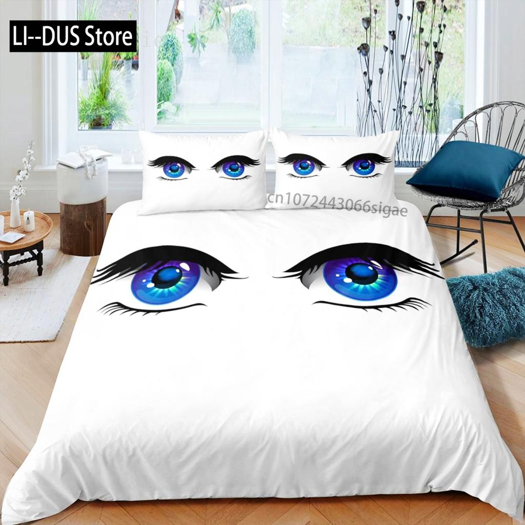 Cartoon Eyes Duvet Cover Set Facial Features Face Organs Twin Bedding Set For Adult Kids Queen King Microfiber Comforter Cover