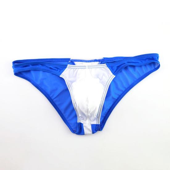 Men Briefs Low Waist Ice Silk Breathable Contrast Color Elastic Anti-septic Patchwork