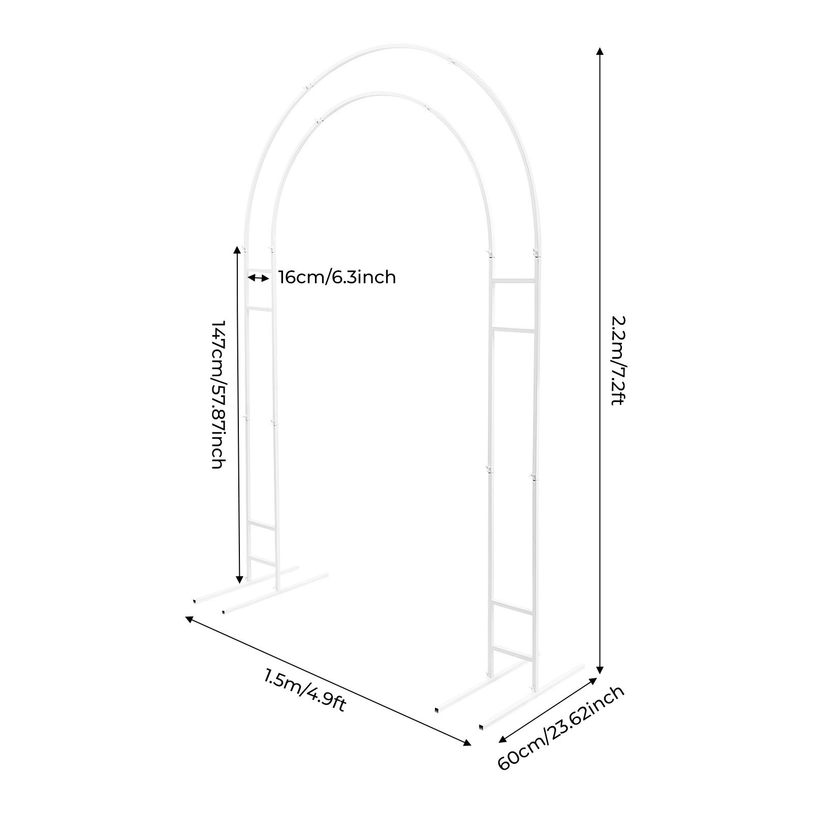

Металлическая открытая арочная стойка для фона, Двойная арочная рама для фона 7,2 фута с основанием, U-образные свадебные арки для украшения вечеринки L