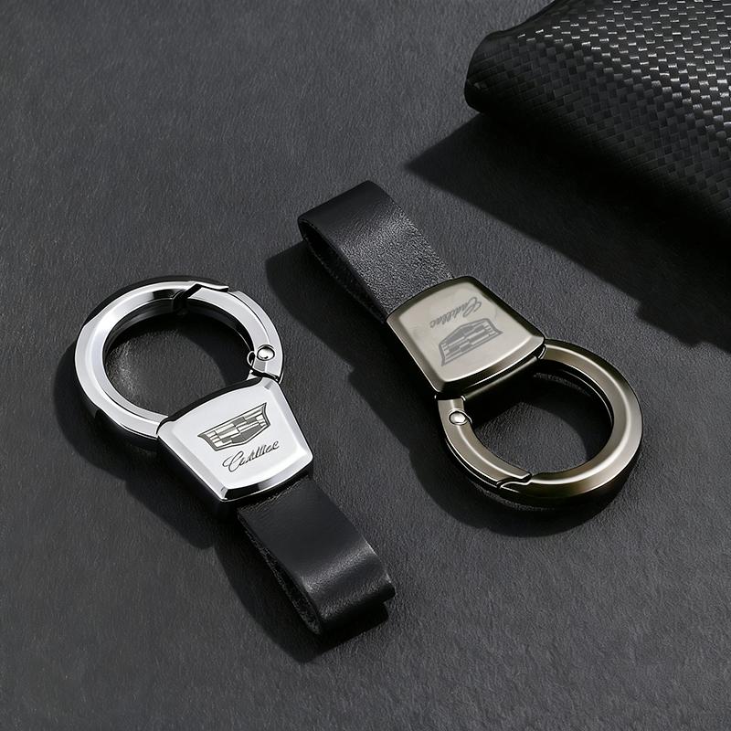 Cadillac Keychain Alloy Metal Key Ring with Logo for ATS CT4 CT5 CTS ESCALADE XT5 XT6 XTS Luxury Automotive Gift(Chrome & Black)