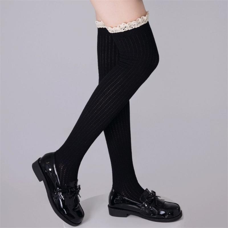 Sweet Lolitas Frilly Thigh Highs Winter Women's Extra Long Boot Socks with Lace Trim Over the Knee Thigh High Stockings