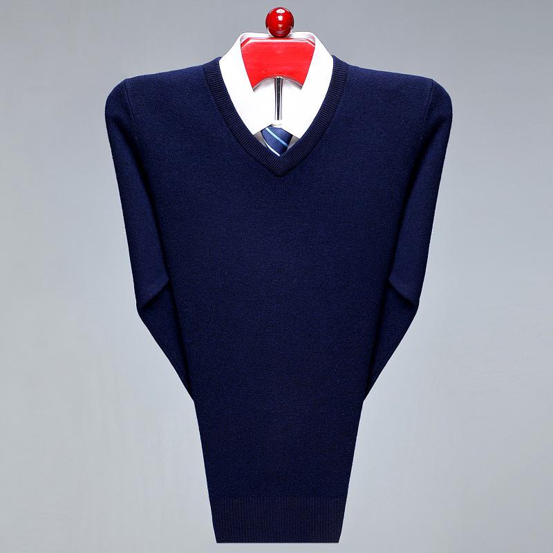 Men's V-Neck Argyle Cashmere Sweater - Thick, Warm Wool for Business or Casual Wear