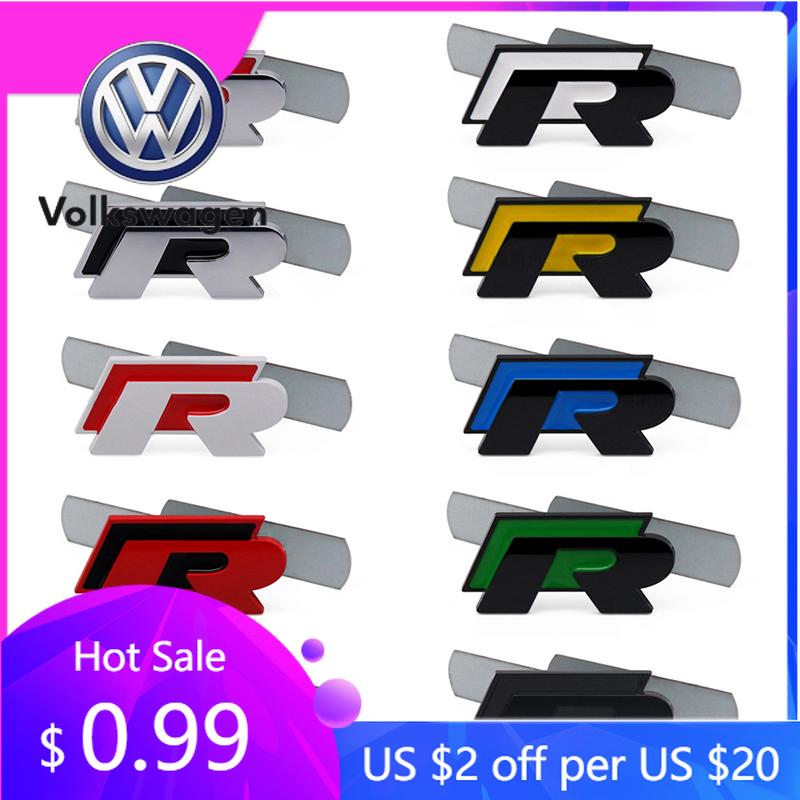 2026 Hot For Volkswagen VW 3D Metal R Grill Emblem Badge R line Grille Stickers For Volkswagen VW R Rline Bora Golf GTI Polo Tig