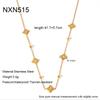 Ins Diamond-set Fashion Light Luxury Love Four-leaf Flower Petal Necklace Stainless Steel-plated 18k Gold Waterproof Jewelry