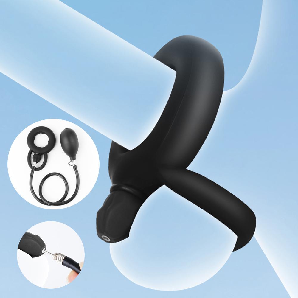 Cock Ring Inflatable Ejaculation Delay Penis Ring Liquid Silicone Erection Enhancing Flirting Training Male Masturbator Sex Toys