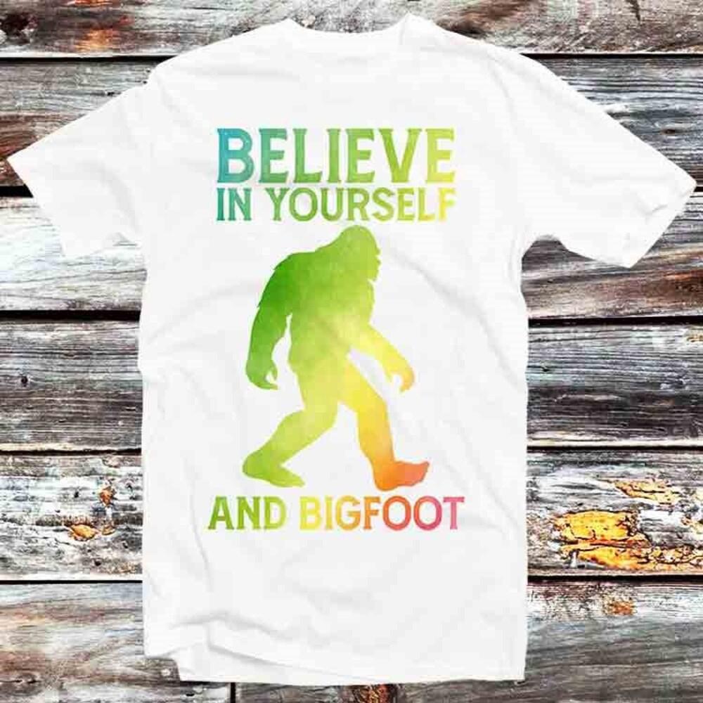 

Футболка 230GSM 100% хлопок футболка Believe In Yourself Bigfoot футболка винтажная ретро крутой подарок мужская женская унисекс мультфильм аниме топ футболка B1066 XS белый