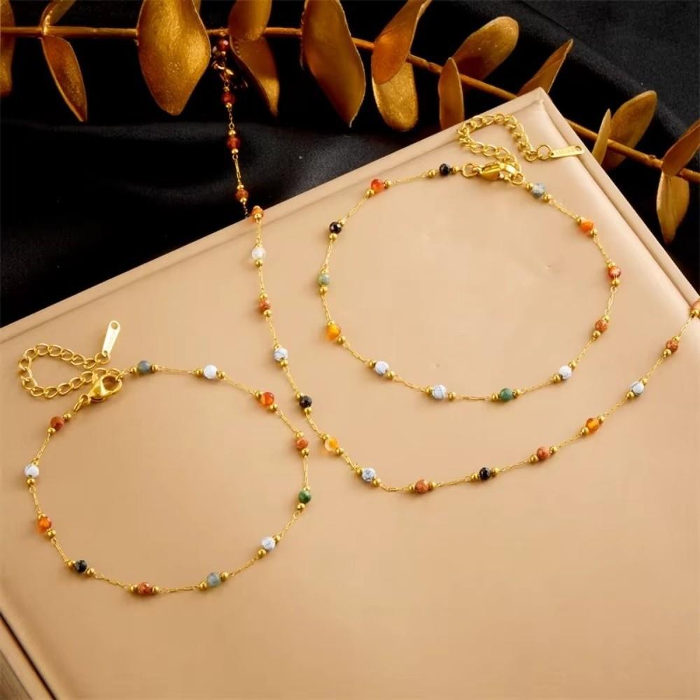 Non-fading Beads Bracelet Stainless Steel Beads Necklace Bracelet Fashion Anklets  Gift