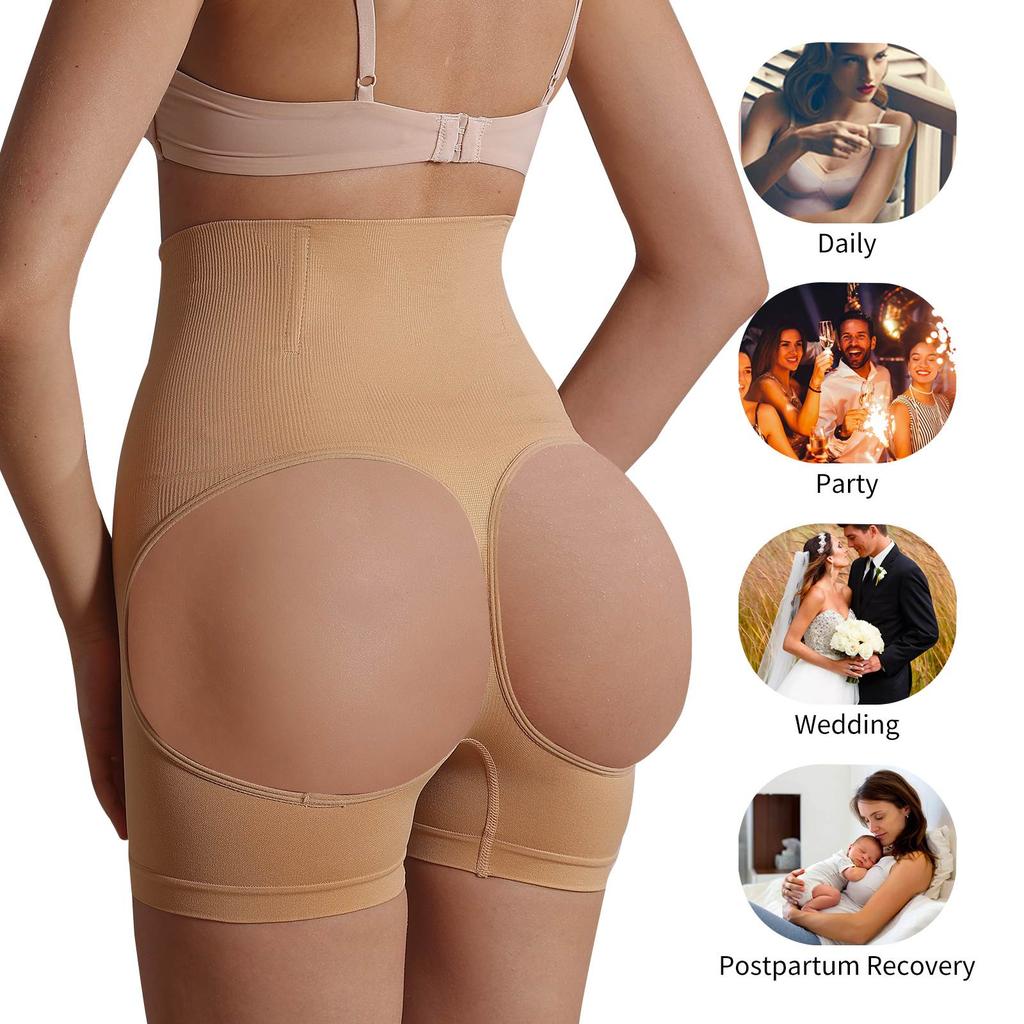 Damen Formwäsche Shorts Nahtlose Po-Lifter Tanga Unterwäsche Hoher Bund Taillentrainer Bauchkontrolle Höschen Kompressions Body Former