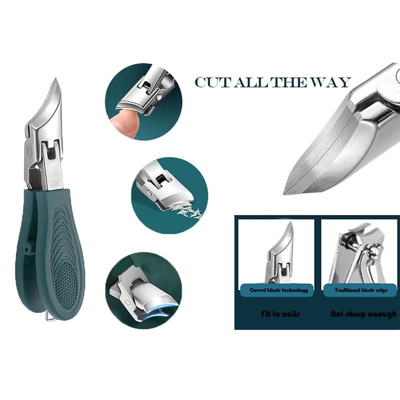 Slanted Nail Clipper Oblique Blade Ingrown Toenail Clipper Anti-Splash Wide Jaw Opening Hard Nails Curved Blade Manicure Tools