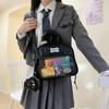 High-value New Two-dimensional Cute Square Plaid Transparent Layer Backpack Student Commuter Bag