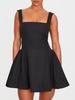 Women's Sleeveless Square Neck Cinched Waist Mini Flared Party Dress