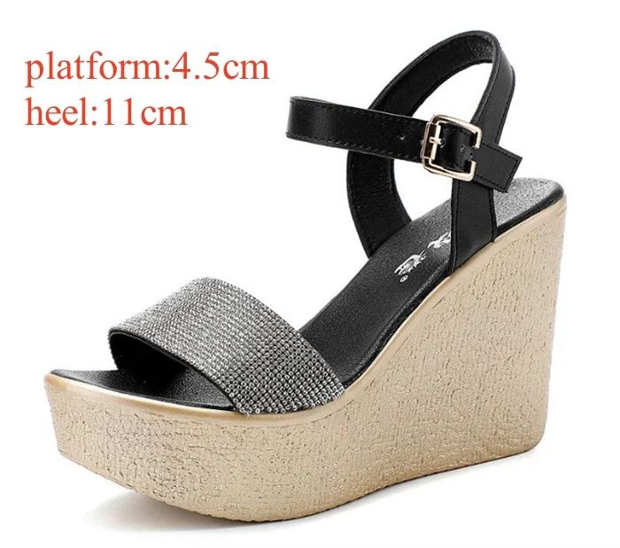 8cm 11cm Small Size 32-43 Fashion Mix Color Rhinestone Platform Wedges Sandals 2024 Thick Sole High Heels Shoes for Office Model