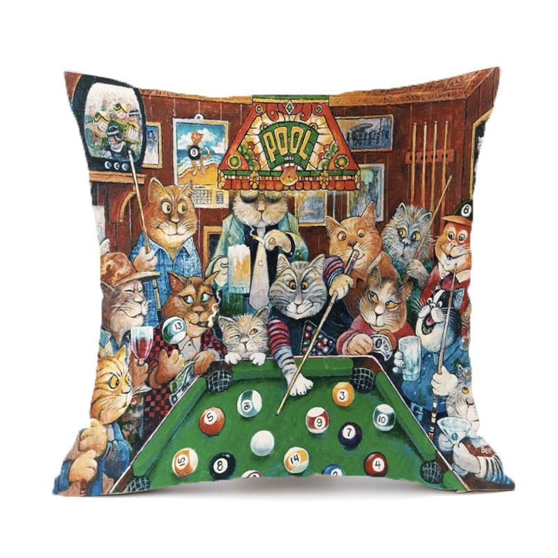 Creative Cute Cat Design Double-Sided Printed Pillow Cover Short Plush Suitable Living Rooms Bedrooms Sofas Throw Cushion Cover