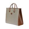 Gucci Monogramm Logo Ineinandergreifendes Doppel-G Große Kapazität Leinwand und Leder Tragetasche Unisex Tragetaschen Ebenholzbraun 674148-92THG-8563