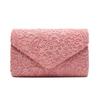 Elegant Lace & Satin Clutch Evening Bag with V-Shaped Flap